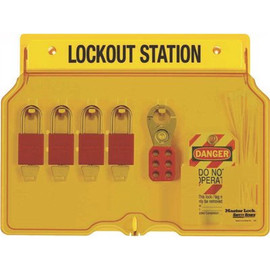 Master Lock 4 Padlock Station with Cover and 4 Aluminum Padlocks