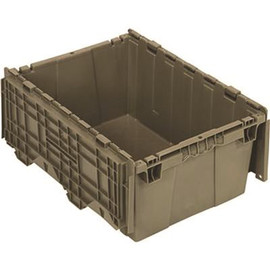QUANTUM STORAGE SYSTEMS 9.5 Gal. - 15 in. Attached Lid Distribution Bin, Gray (1-ctn)