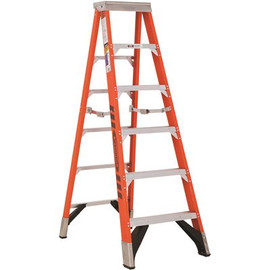 WERNER 6 ft. Fiberglass Step Ladder with 375 lbs. Load Capacity Type IAA Duty Rating