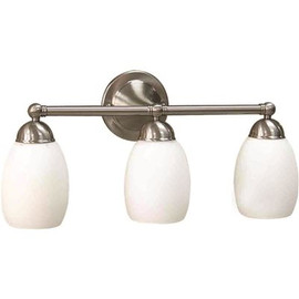 Volume Lighting Sussex Collection 24.5 in. 3-Light Brushed Nickel Bath and Vanity Light with Etched White Cased Glass Shades