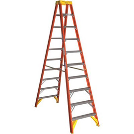 Werner 10 ft. Fiberglass Twin Step Ladder with 300 lbs. Load Capacity Type IA Duty Rating
