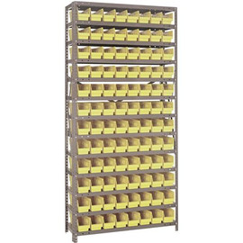 Economy 4 in. Shelf Bin 12 in. x 36 in. x 75 in. 13-Tier Shelving System Complete with QSB101 Yellow Bins