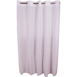 Hookless 71 in. x 74 in. White Plain Weave Polyester Shower Curtain