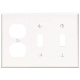 Leviton White 3-Gang 2-Toggle/1-Duplex Wall Plate (1-Pack)