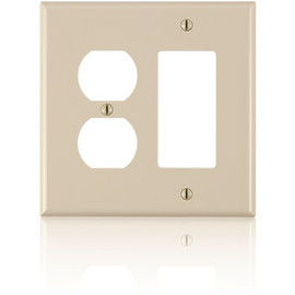 Leviton Decora 2-Gang Midway 1-Duplex Outlet Combination Nylon Wall Plate, Ivory