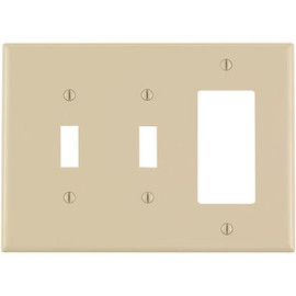 Leviton Decora 3-Gang Midway 2-Toggle Combination Nylon Wall Plate, Ivory