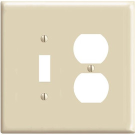 Leviton 2-Gang Midway 1-Toggle 1-Duplex Combination Nylon Wall Plate, Ivory