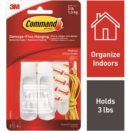 Command 3 lbs. Medium Plastic Hooks (Case of 36,2-Hooks, 4-Strips)