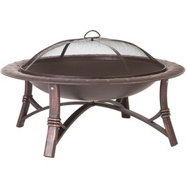 Fire Sense Roman 35 in. Round Steel Fire Pit in Brushed Bronze