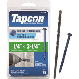 Tapcon 1/4 in. x 3-1/4 in. Hex-Washer-Head Concrete Anchors (75-Pack)