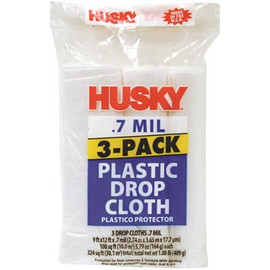 HUSKY 9 ft. x 12 ft. 0.7 mil Drop Cloth (3-Pack)