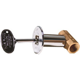 Blue Flame Straight Gas Valve Kit Includes Brass Valve, Floor Plate and Key in Polished Chrome