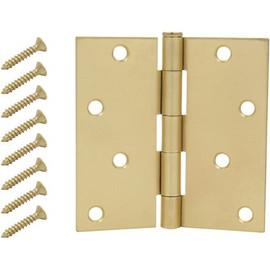 Everbilt 4 in. Satin Brass Square Corner Door Hinge