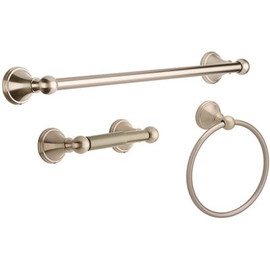 Delta Crestfield 3-Piece Bath Hardware Set with Towel Ring Toilet Paper Holder and 24 in. Towel Bar in Brushed Nickel