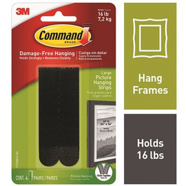 Command 4 lbs. Large Black Picture Hanging Adhesive Strips (Case of 24,4-Pairs/Pack of Strips)