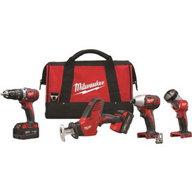 Milwaukee M18 18V Lithium-Ion Cordless Combo Tool Kit (4-Tool) w/(2) 3.0Ah Batteries, (1) Charger, (1) Tool Bag