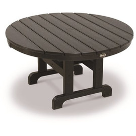 Trex Outdoor Furniture Cape Cod 36 in. Charcoal Black Round Plastic Outdoor Patio Coffee Table