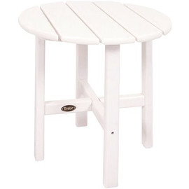 Trex Outdoor Furniture Cape Cod 18 in. Classic White Round Plastic Outdoor Patio Side Table