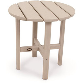 Trex Outdoor Furniture Cape Cod 18 in. Sand Castle Round Plastic Outdoor Patio Side Table