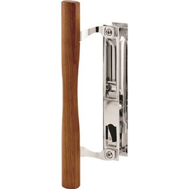 Prime-Line Chrome Diecast Sliding Door Handle Set with Wood Pull Acorn and Better Bilt