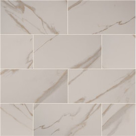 MSI Pietra Calacatta Ivory 12 in. x 24 in. Polished Porcelain Stone Look Floor and Wall Tile (16 sq. ft./Case)