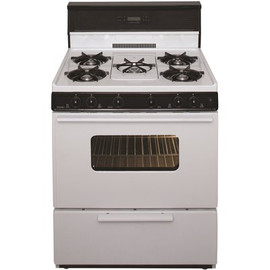 Premier 30 in. 3.91 cu. ft. Freestanding Gas Range with 5th Burner and Griddle Package in White with Black Trim