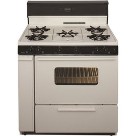 Premier 36 in. 3.91 cu. ft. Freestanding Gas Range with 5th Burner and Griddle Package in Biscuit