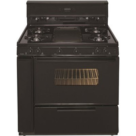 Premier 36 in. 3.91 cu. ft. Freestanding Gas Range with 5 Burner and Griddle Package in Black