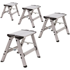 Ultra 1 ft. Light Weight Aluminum Single Step Stool Compact Folding Step Stool Type II 225 lbs. Duty Rating (4-Pack)