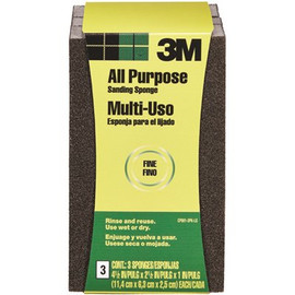 3M 4.5 in. x 2.5 in. x 1 in. 120 Fine-Grit Block Sanding Sponge (3 Sponge-Pack)