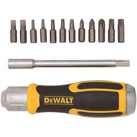 DEWALT Ratcheting Screwdriver with Removable Bar and 12 Bits