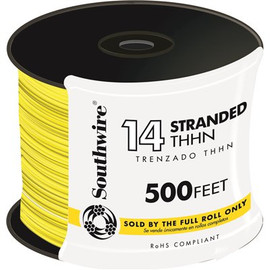 Southwire 500 ft. 14-Gauge Yellow Stranded CU THHN Wire