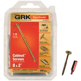 GRK Fasteners #8 x 2 in. Star Drive Low Profile Washer Head Cabinet Wood Screw (100-Piece per Pack)