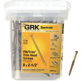 GRK Fasteners #8 x 2-1/2 in. Star Drive Trim-Head Finish/Trim Screw (420 per Pack) GRK Fasteners #8 x 2-1/2 in. Star Drive Trim-Head Finish/Trim Screw (420 per Pack)
