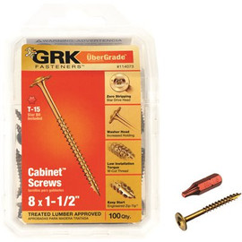 GRK Fasteners #8 x 1-1/2 in. Star Drive Low Profile Washer Head Cabinet Wood Screw (100-per Pack) GRK Fasteners #8 x 1-1/2 in. Star Drive Low Profile Washer Head Cabinet Wood Screw (100-per Pack)