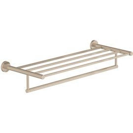 Symmons Dia 22 in. Wall-Mounted Towel Shelf with Bar in Satin Nickel