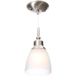 Hampton Bay Riverbrook 1-Light Brushed Nickel Mini Pendant with Frosted White Glass Shade (3-Pack)