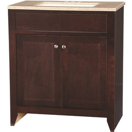 Glacier Bay Modular 30.5 in. W Bath Vanity in Java with Solid Surface Vanity Top in Cappuccino with White Sink