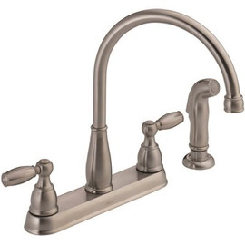 Delta Foundations 2-Handle Standard Kitchen Faucet with Side Sprayer in Stainless