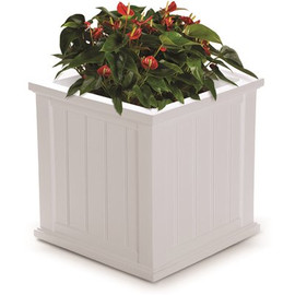 Mayne Cape Cod 20 in Square Self-Watering White Polyethylene Planter