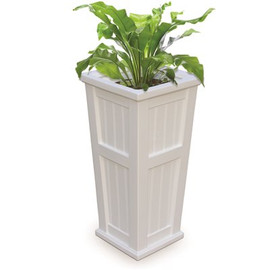 Mayne Cape Cod 32 in. Tall Self-Watering White Polyethylene Planter