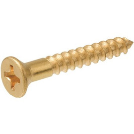 Everbilt #8 x 1 in. Phillips Flat Head Brass Wood Screw (100-Pack)