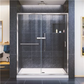 DreamLine Infinity-Z 56 to 60 in. x 72 in. Semi-Frameless Sliding Shower Door in Chrome