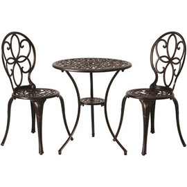 Patio Sense Arria Antique Bronze 3-Piece Aluminum Round Outdoor Bistro Set