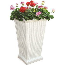 Mayne Wellington 28 in. Tall White Polyethylene Planter