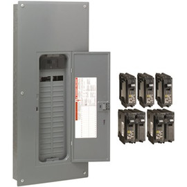 Square D Homeline 200 Amp 30-Space 60-Circuit Indoor Main Breaker Plug-On Neutral Load Center with Cover(HOM3060M200PCVP)