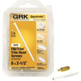 GRK Fasteners #8 x 2-1/2 in. Star Drive Trim-Head White Trim Screw (100-Pack) GRK Fasteners #8 x 2-1/2 in. Star Drive Trim-Head White Trim Screw (100-Pack)