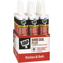 DAP Kwik Seal Plus 10.1 oz. White Premium Kitchen and Bath Siliconized Caulk (12-Pack)