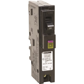 Square D Homeline 20 Amp Single-Pole Plug-On Neutral Dual Function (CAFCI and GFCI) Circuit Breaker