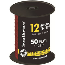 Southwire 50 ft. 12 Red Solid CU THHN Wire